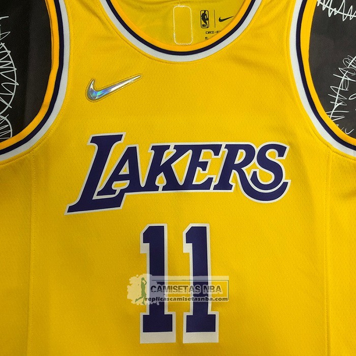 Camiseta Los Angeles Lakers Kyrie Irving NO 11 75th Anniversary 2021-22 Amarillo